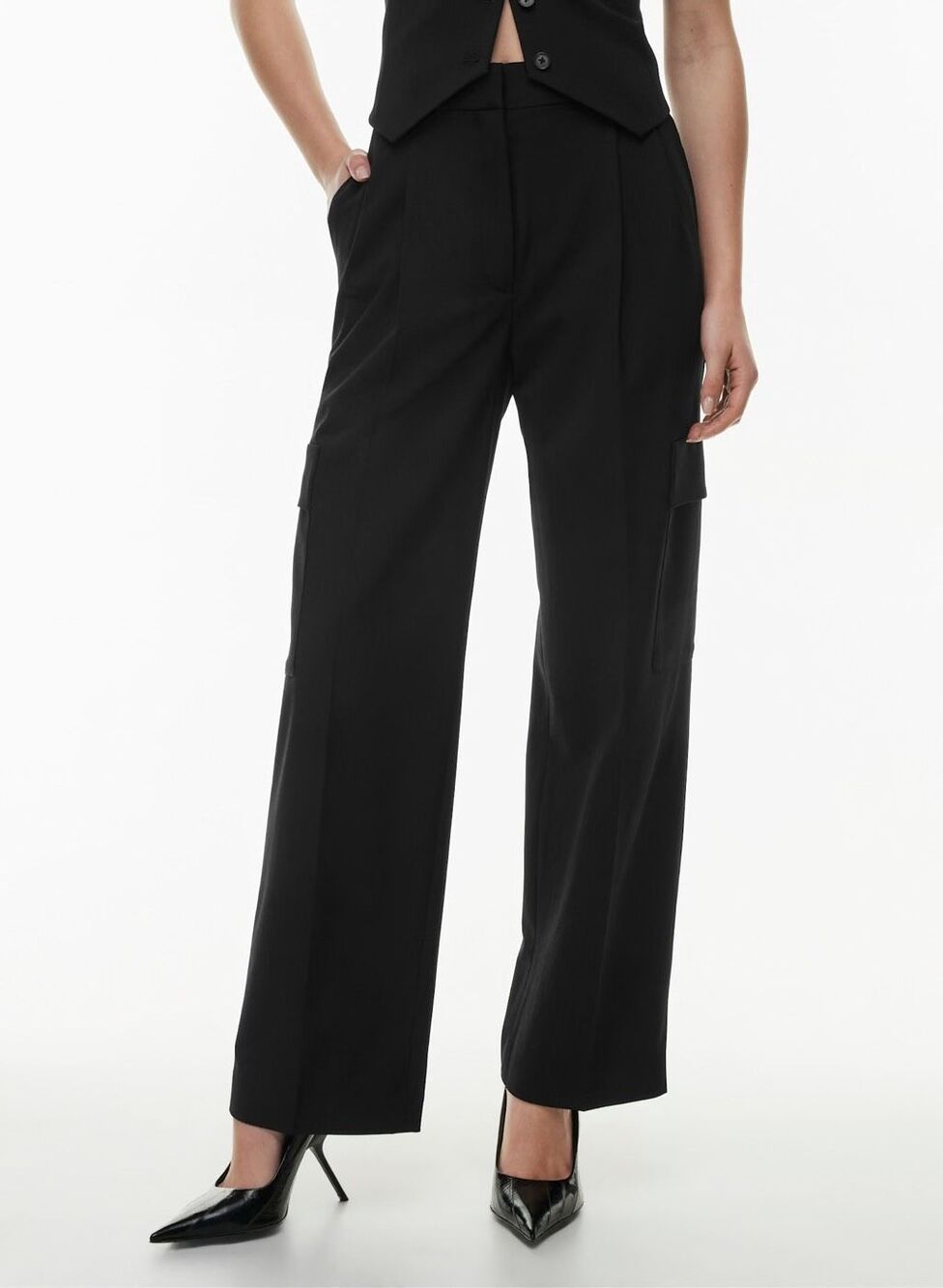 Aritzia Babaton Wool Blend Black Spotlight Cargo Pant Size 4